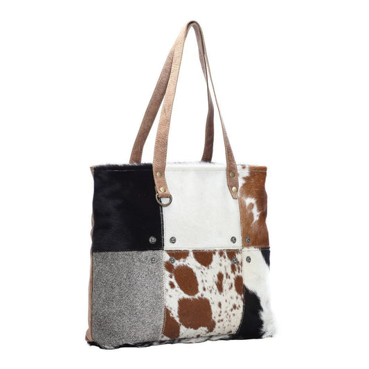 Multi Patch Cowhide Tote