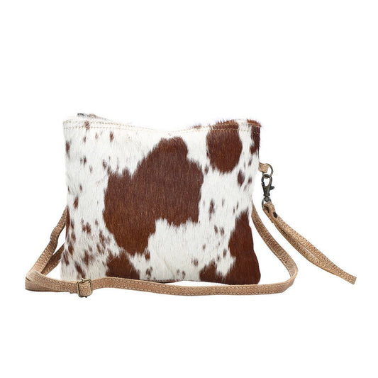 White and Brown Crossbody Clutch
